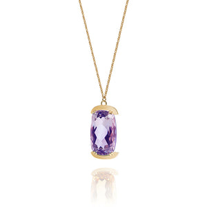 purple amethyst necklace - cushion cut amulet