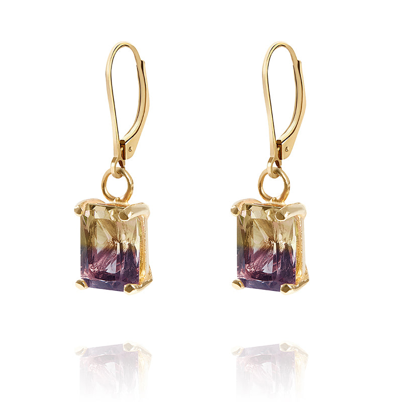 Gold or silver drop earrings with ametrine