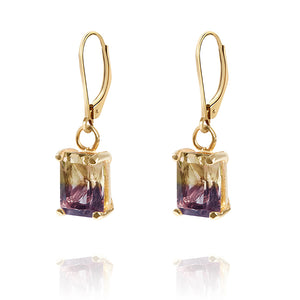 Gold or silver drop earrings with ametrine