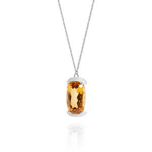 Citrine quartz amulet necklace on silver chain