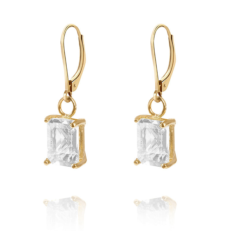 Gold or silver drop earrings with clear quartz 