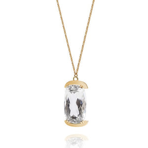 Clear Quartz Amulet Necklace with Gold Chain