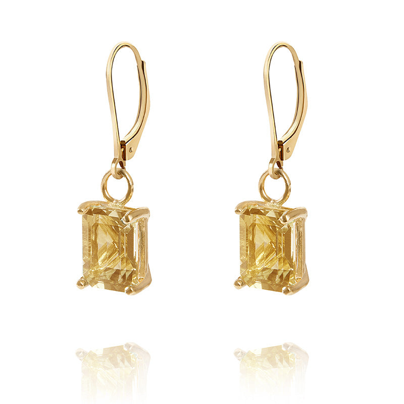 Gold or silver drop earrings with citrine 