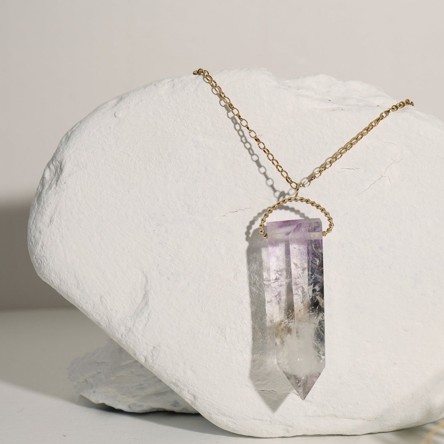 Raw Amethyst & Quartz Amulet