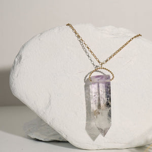 Raw Amethyst & Quartz Amulet