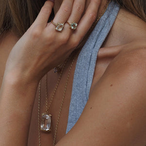Clear Quartz Amulet Necklace with Gold Chain
