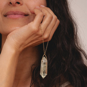Raw Green Amethyst Double Point Amulet