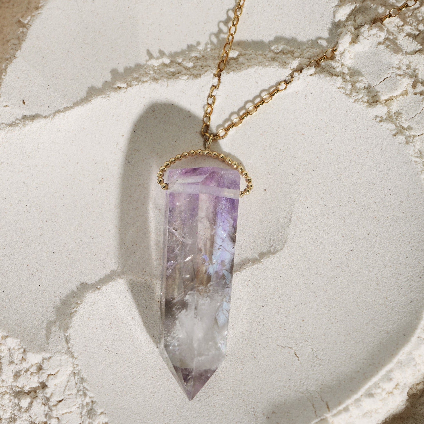 Raw Amethyst & Quartz Amulet