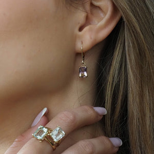 Gold or silver drop earrings with ametrine
