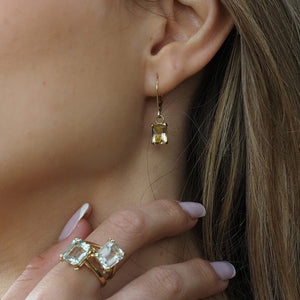 Gold or silver drop earrings with citrine