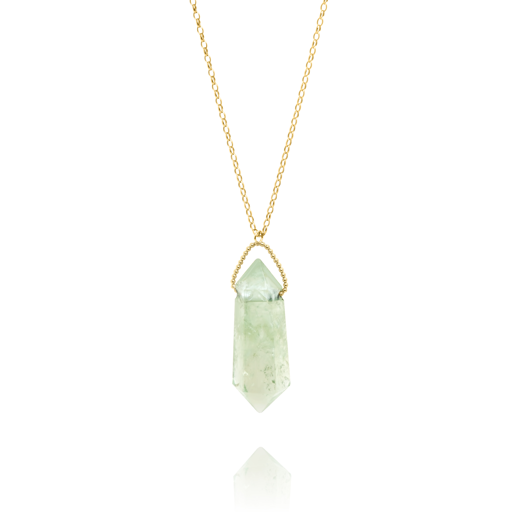 Raw Green Amethyst Double Point Amulet