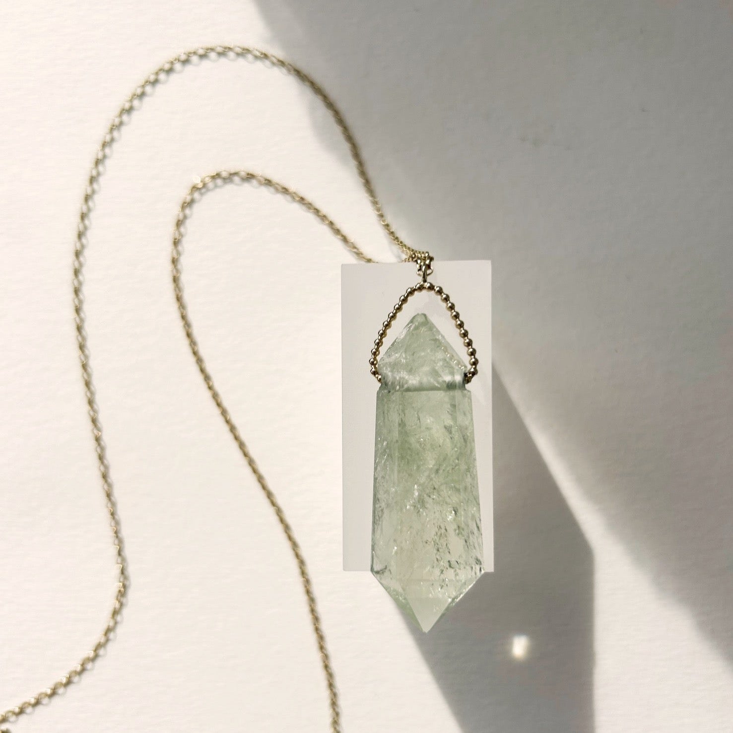 Raw Green Amethyst Double Point Amulet