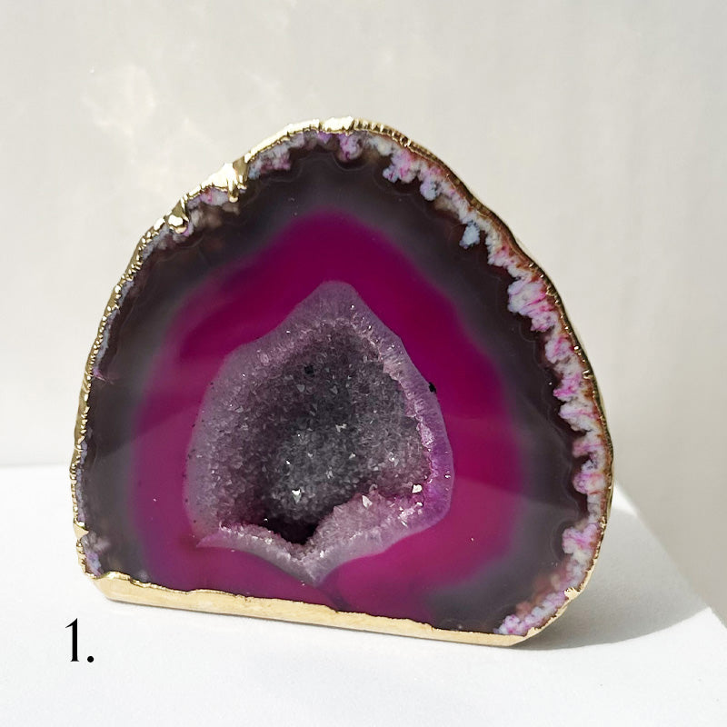 Gold Gilded Agate Paperweights