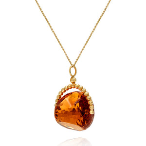 SPINNING PEACH MORGANITE PYRAMID NECKLACE