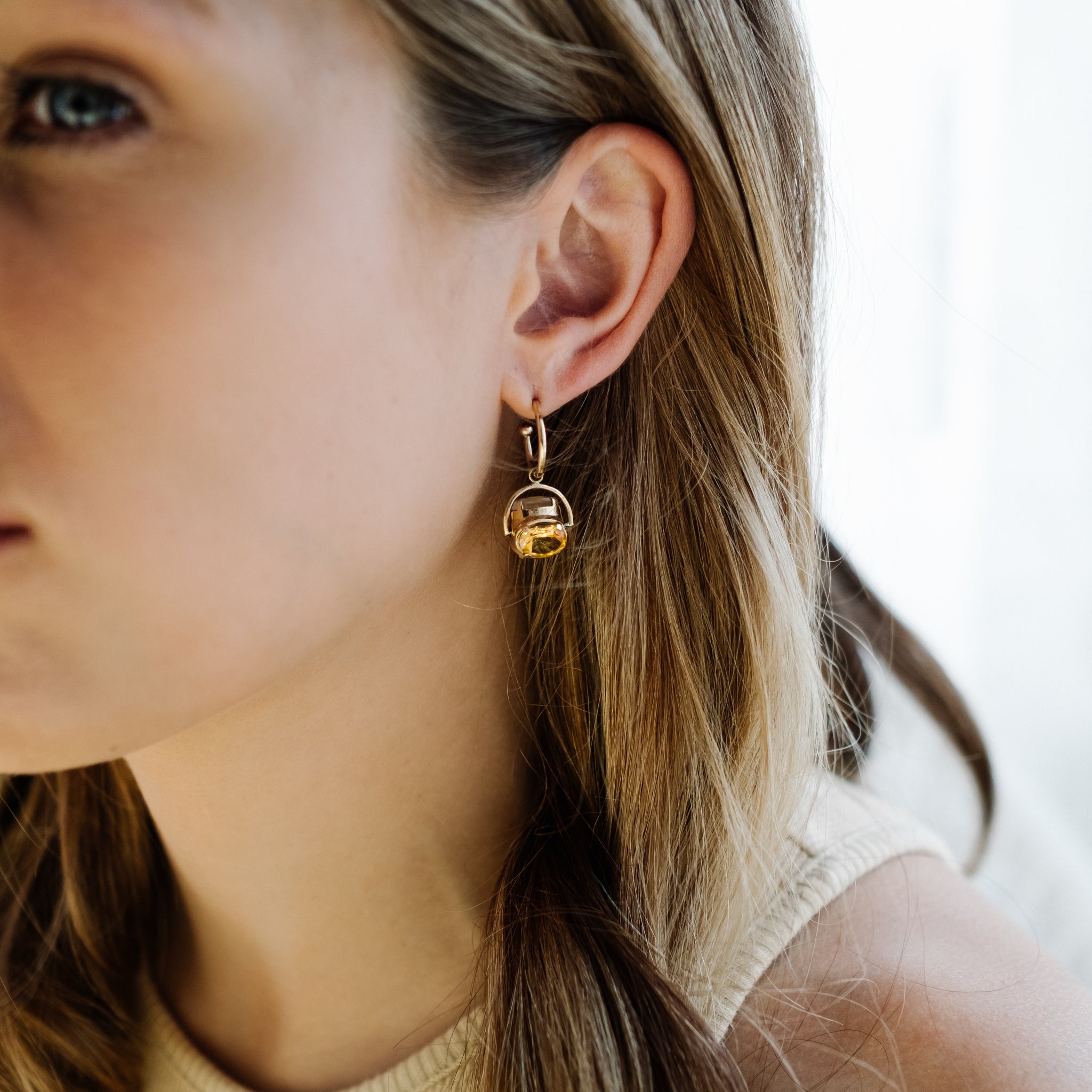 BESPOKE MEDIUM SPINNING STONE EARRINGS