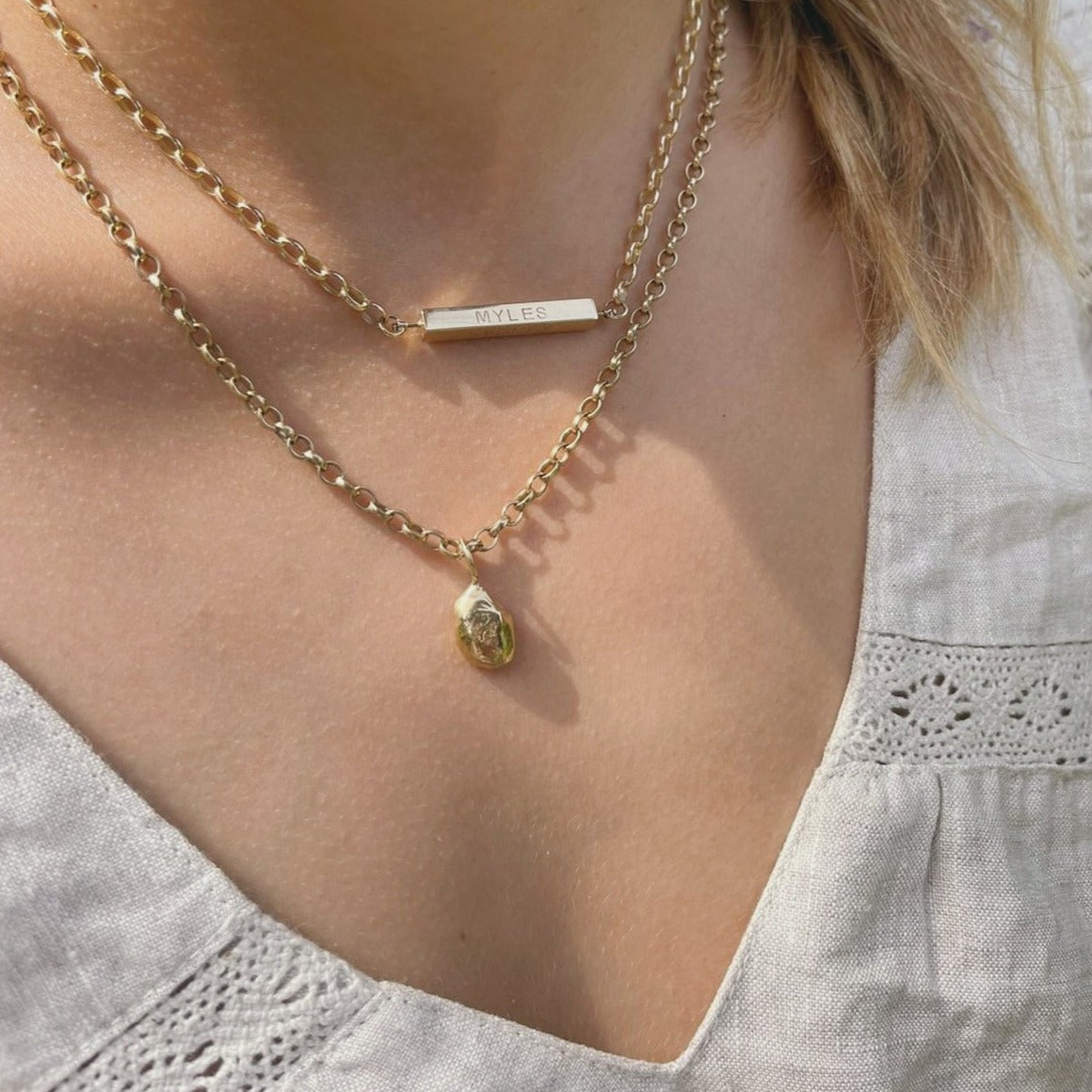 PERSONALISED 4 SIDED SOLID SPINNING BAR NECKLACE - CHUNKY CHAIN