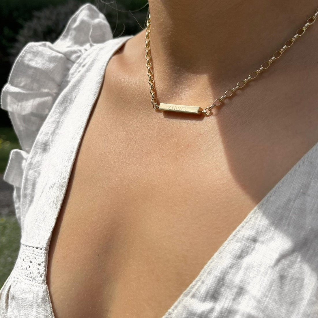 PERSONALISED 4 SIDED SOLID SPINNING BAR NECKLACE - CHUNKY CHAIN