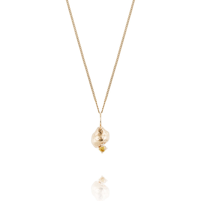 Molten Nugget and Sapphire Necklace - Fine chain