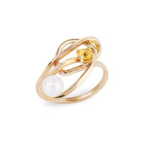 Knot Ring with Sapphire and Pearl