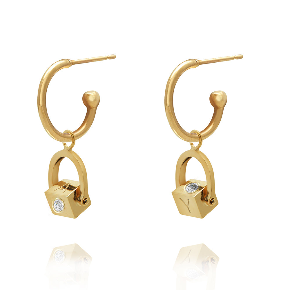 Personalised Diamond Spinning Cube Earrings