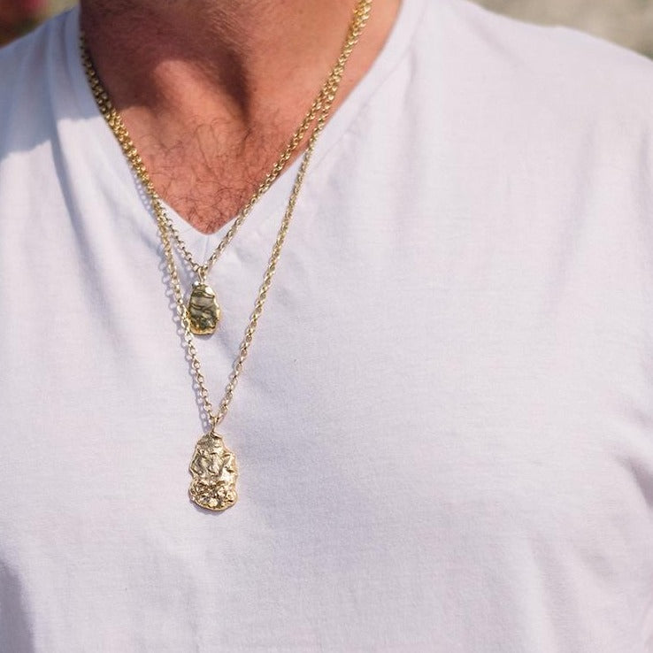 Medium Molten Coral Rock Necklace - Chunky chain