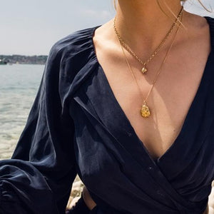 Medium Molten Coral Rock Necklace - Chunky chain