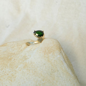 Waxing Crescent Solitaire Ring - Diopside