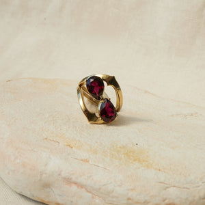 Waxing Crescent Solitaire Ring - Garnet