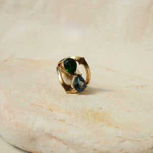Waxing Crescent Solitaire Ring - Diopside