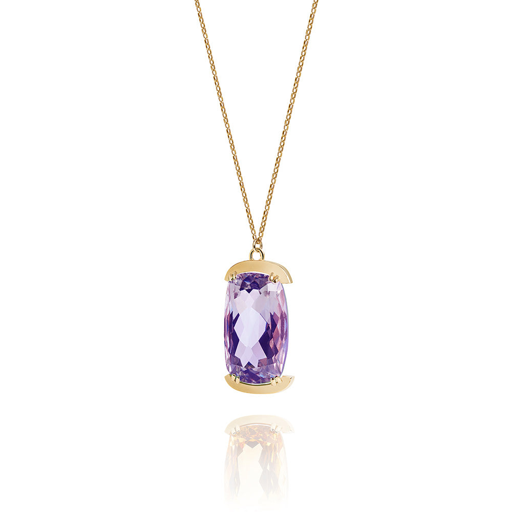 purple amethyst necklace - cushion cut amulet