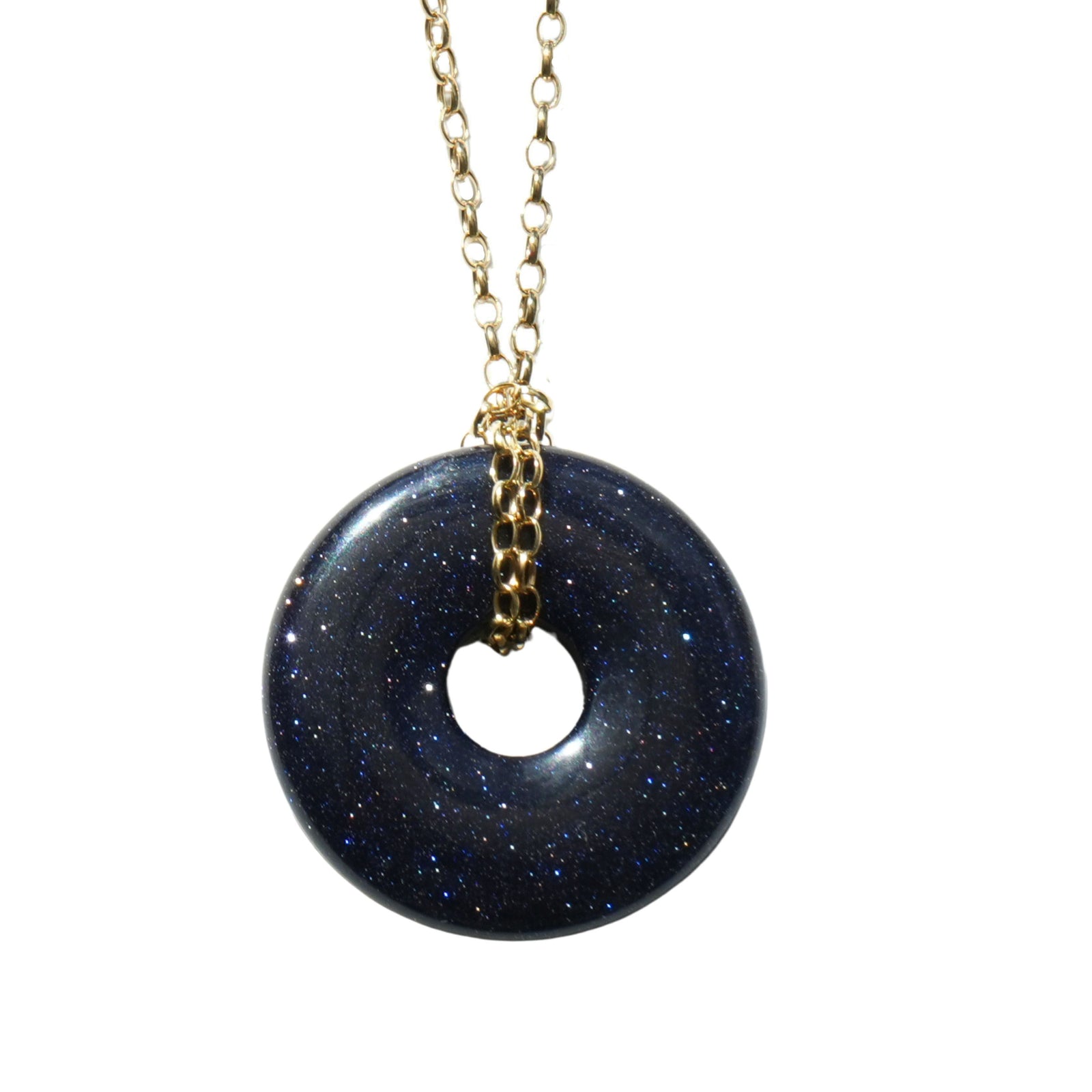 Blue Goldstone Torus Pendant