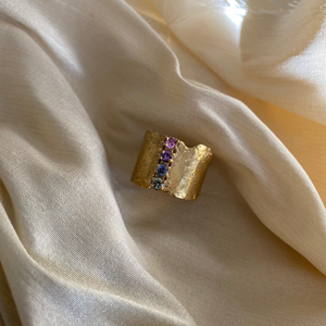 Large Molten Coral Rainbow Sapphire Ring - Archive