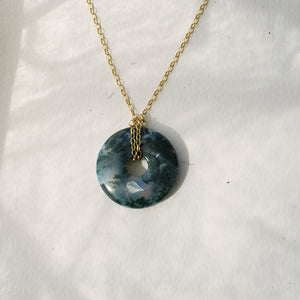 Moss Agate Torus Pendant