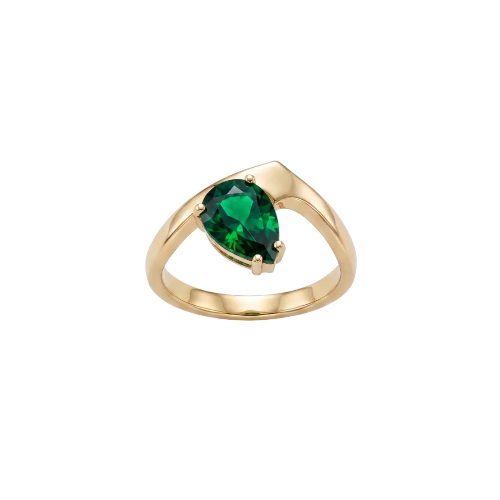 Waxing Crescent Solitaire Ring - Diopside