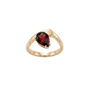 Waxing Crescent Solitaire Ring - Garnet