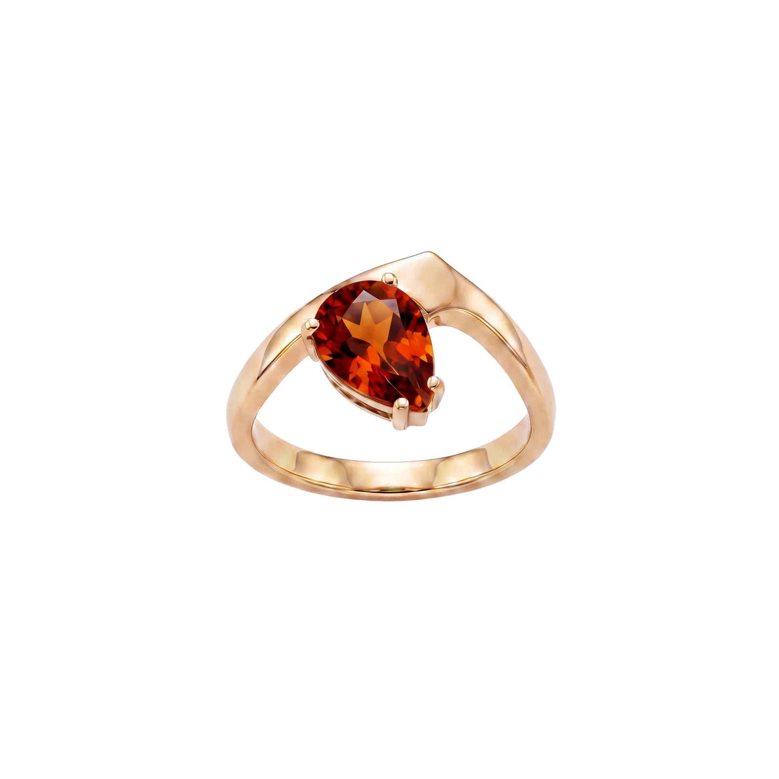 Waxing Crescent Solitaire Ring - Madeira Citrine