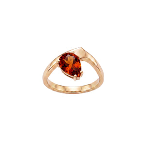 Waxing Crescent Solitaire Ring - Madeira Citrine