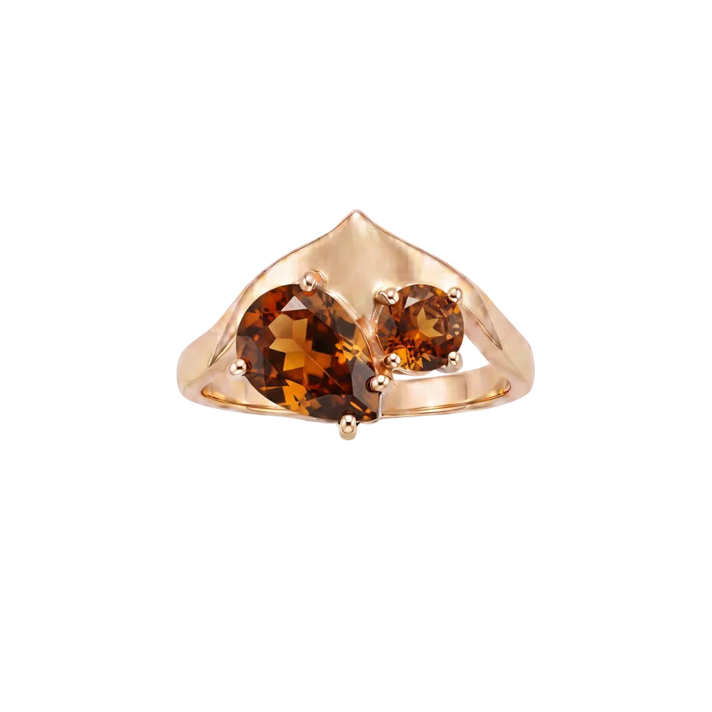 Tu Et Moi Ring - Madeira Citrine