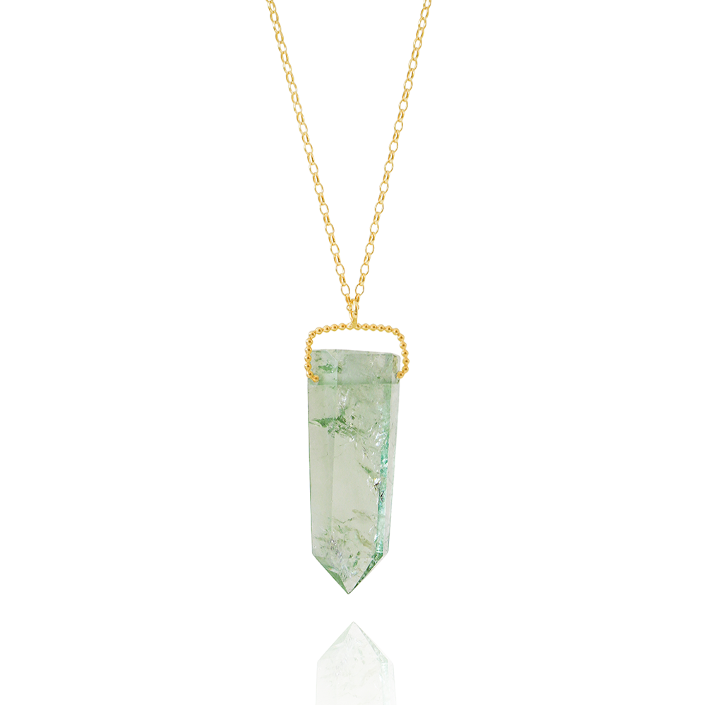 Raw Green Amethyst Tower Amulet