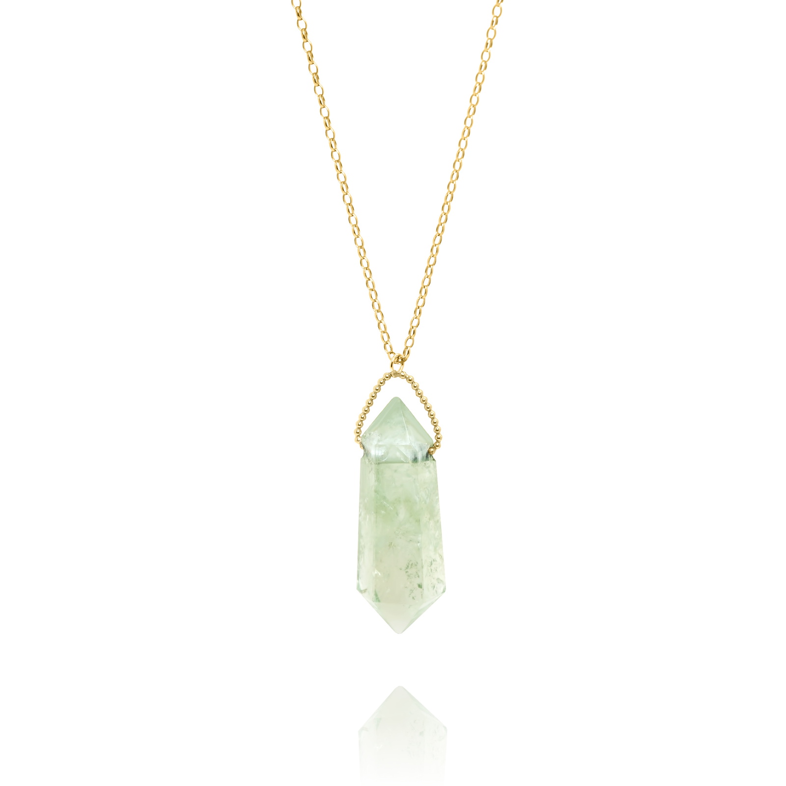 Raw Green Amethyst Double Point Amulet
