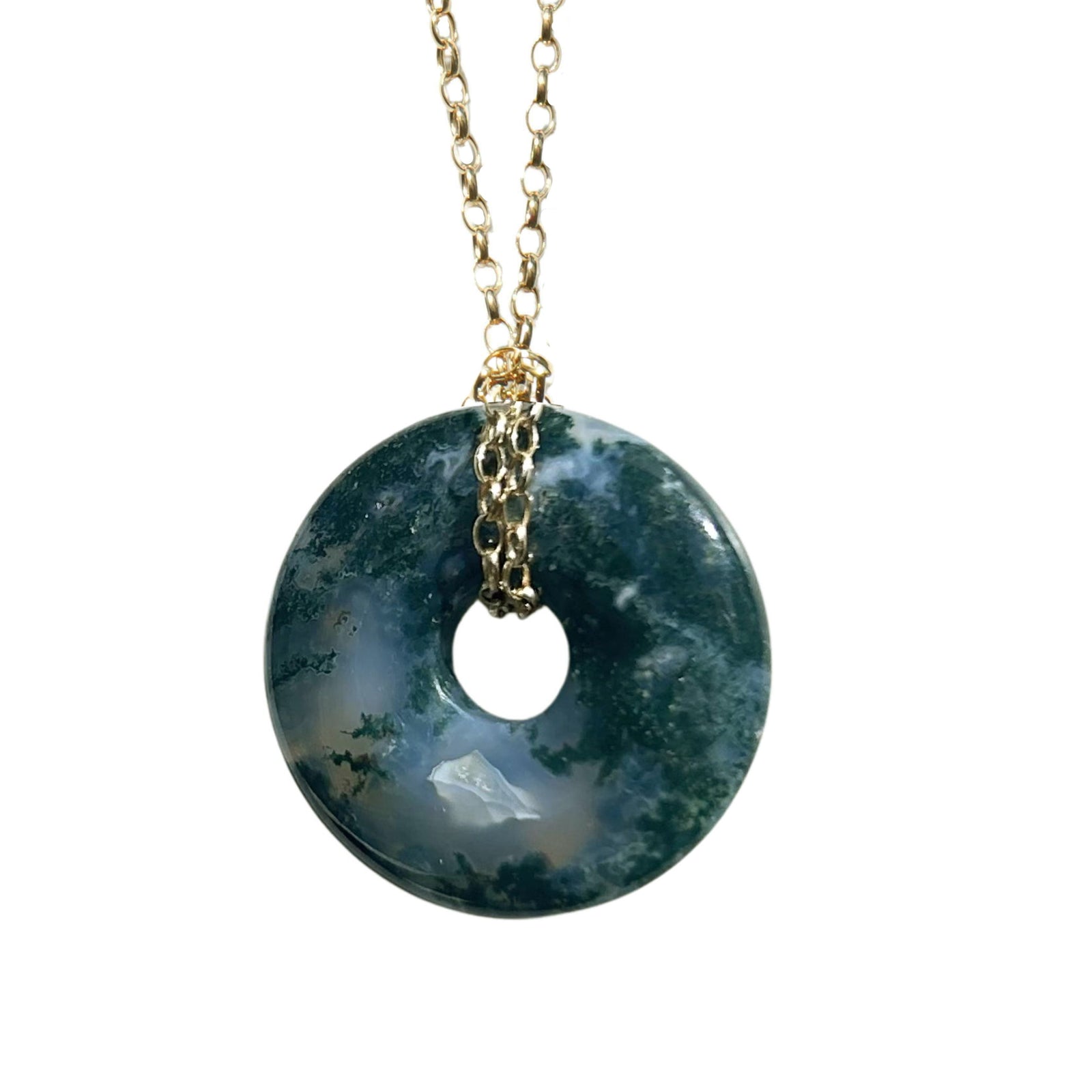 Moss Agate Torus Pendant