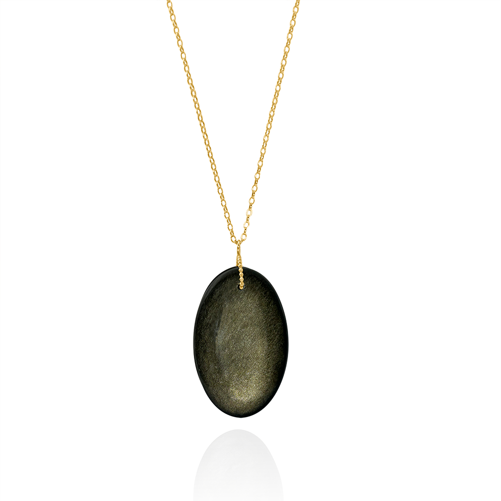 Raw Golden Obsidian Pebble Amulet