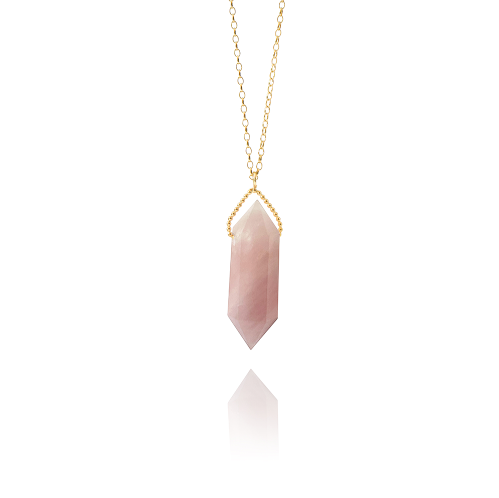 Raw Rose Quartz Double Point Amulet