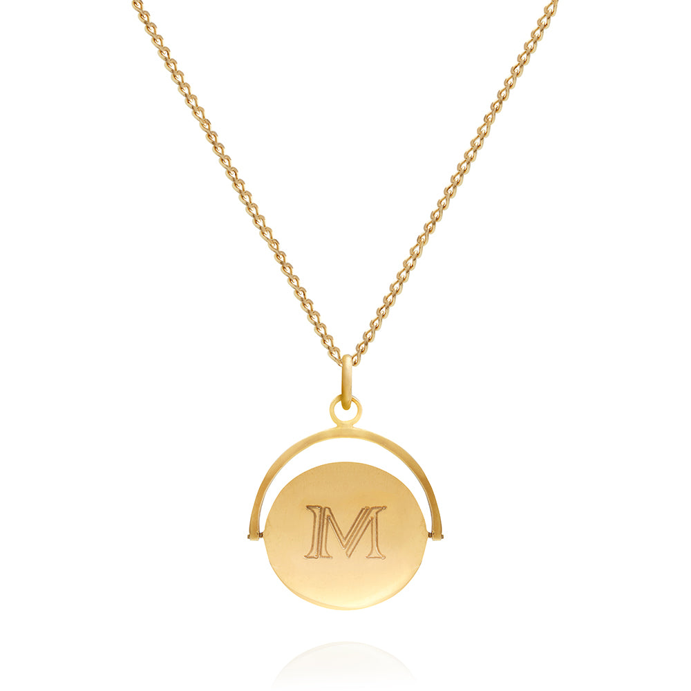 Chain Gold Spinning Disc Necklace LUXE Faceted Disc Spinner Necklace Gold