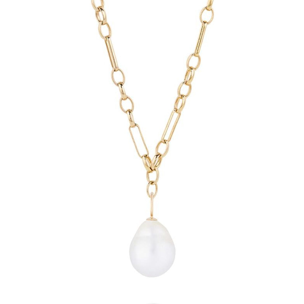 Baroque Pearl Necklace - Large link chain