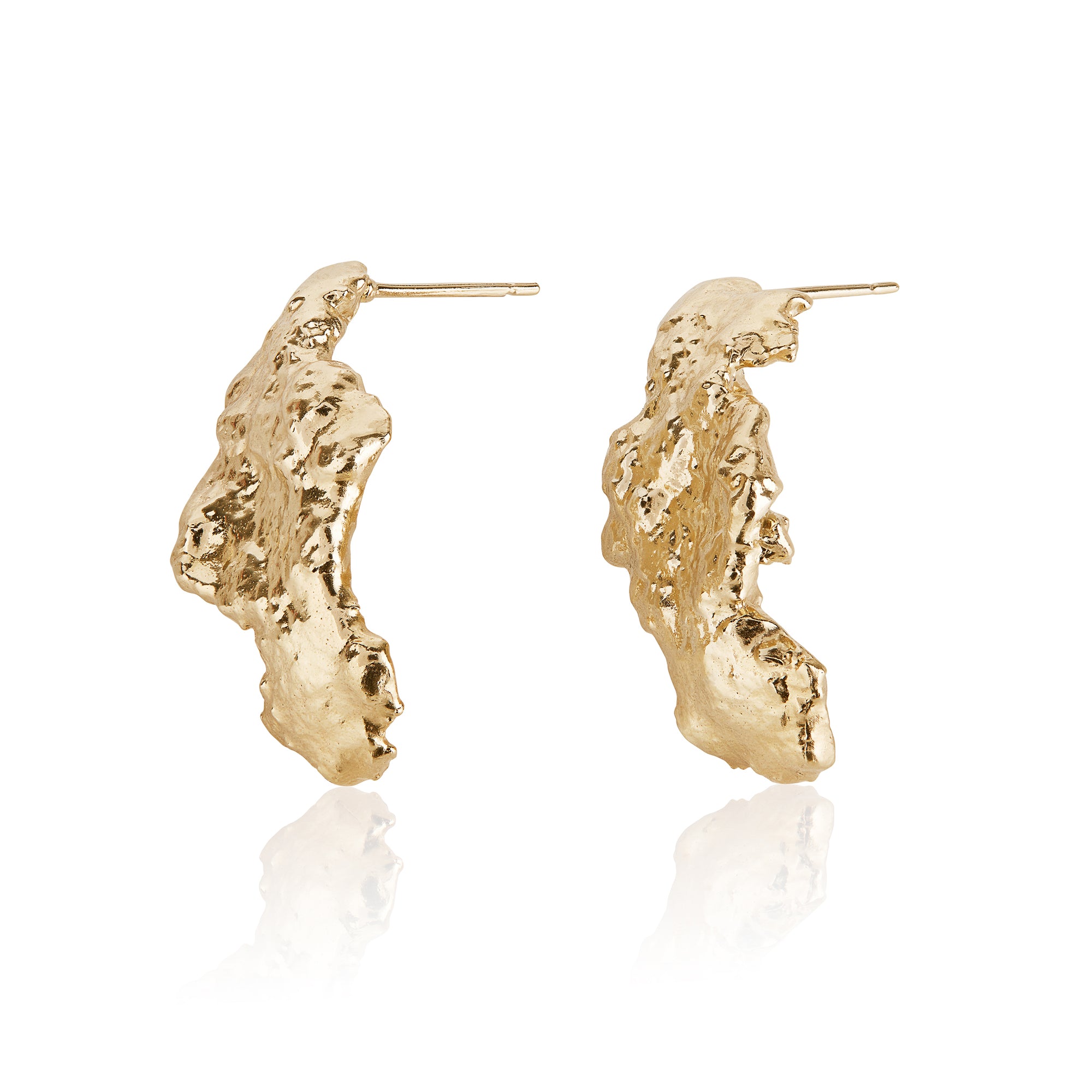 Curved molten coral rock earring