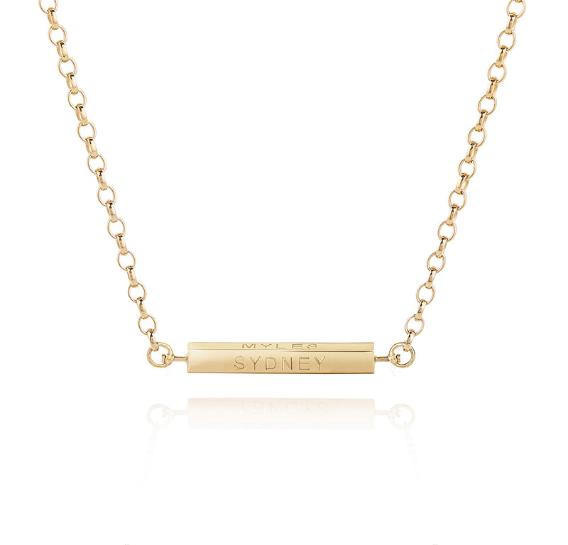 PERSONALISED 4 SIDED SOLID SPINNING BAR NECKLACE - CHUNKY CHAIN