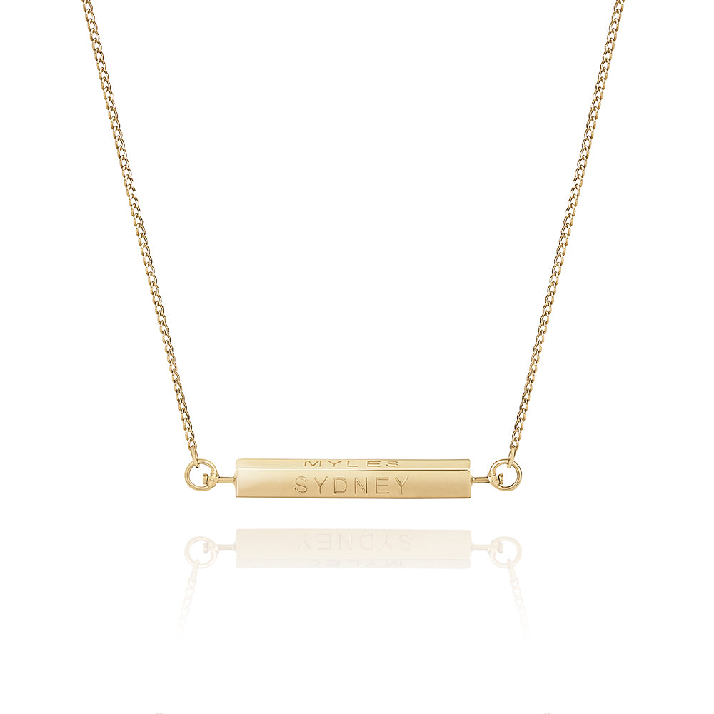 Personalised 4 Sided Solid Spinning Bar Necklace