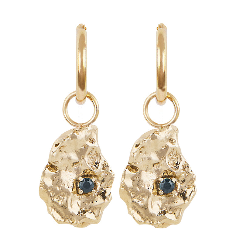 Medium Molten Coral Rock Earring with Sapphire