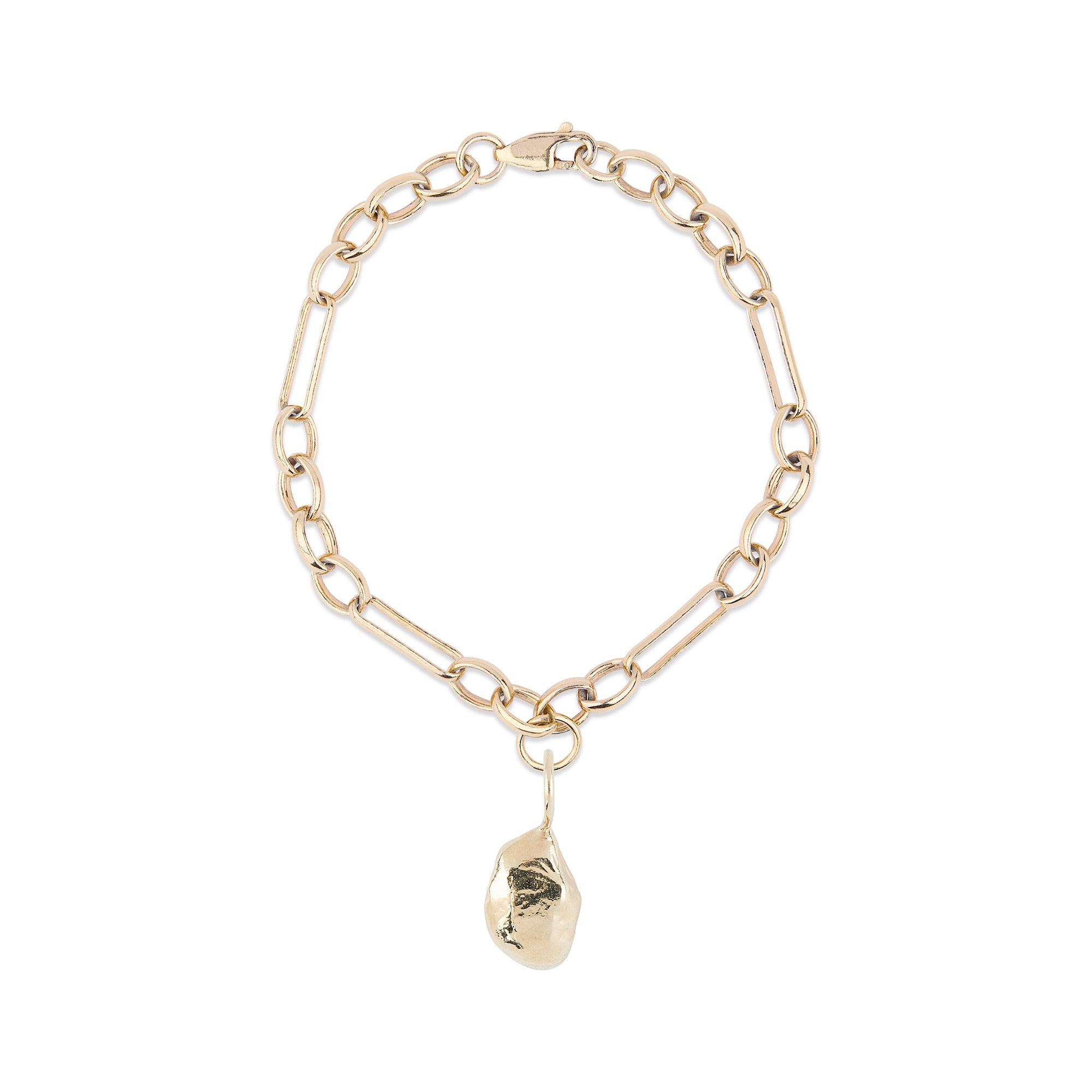 Molten Nugget bracelet charm - Large Link Chain